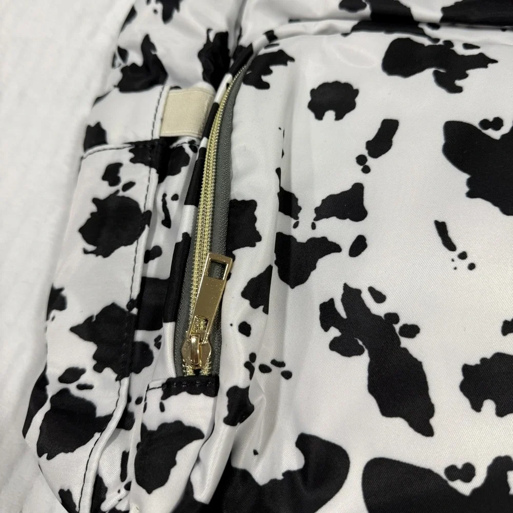 Cow Print Diaper Bag Backpack Black White Baby Bag Travel Backpack Multi Pocket